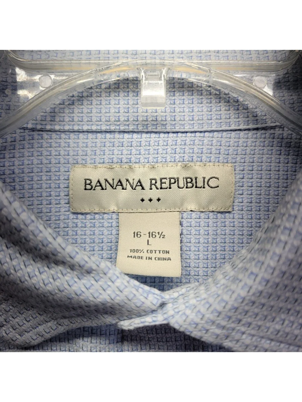 Banana Republic Mens Sz L 16.5 Light Blue Textured Button-Down Long-sleeve Shirt